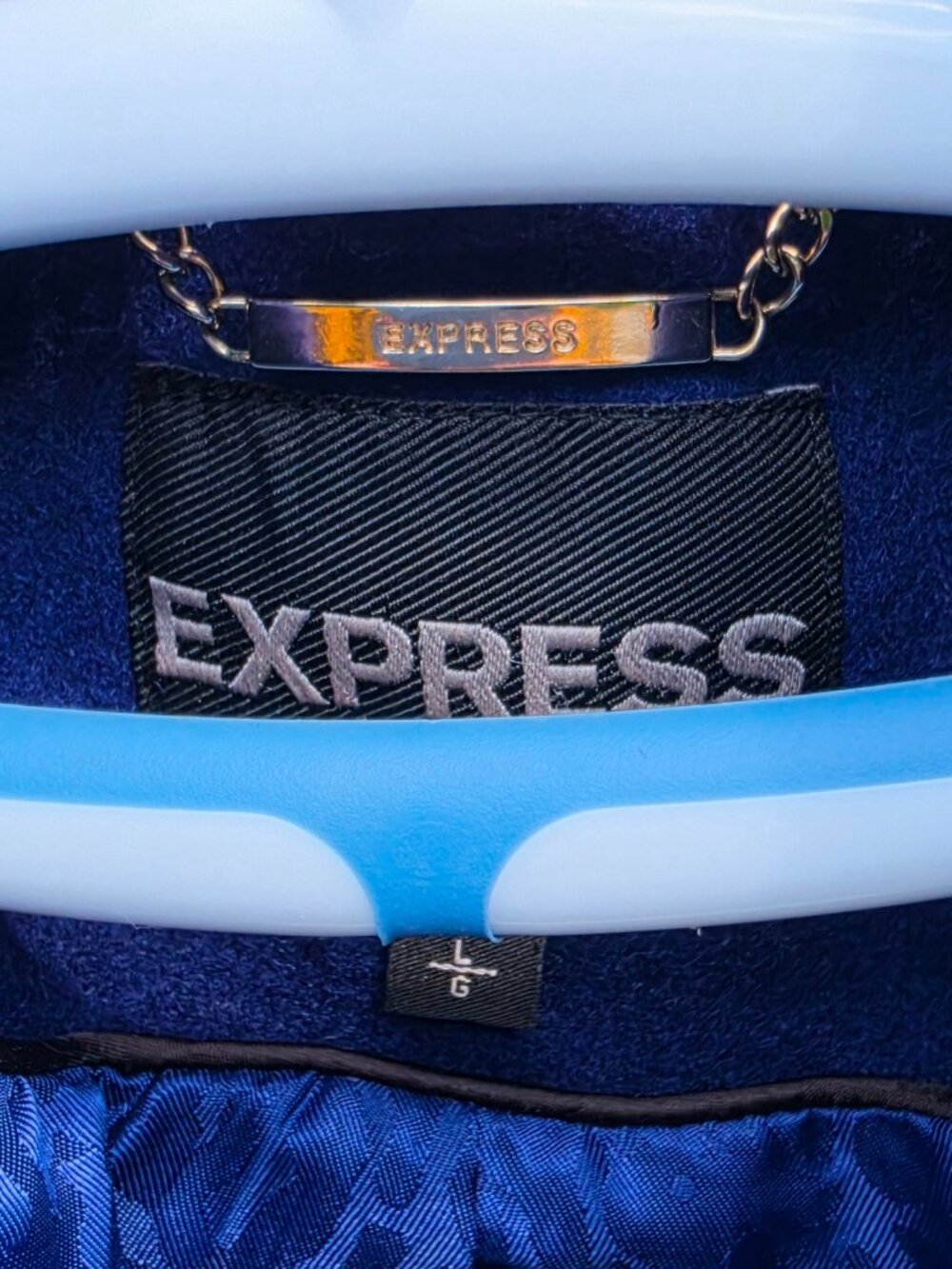 Express royal blue double breasted wool pea coat sz Large